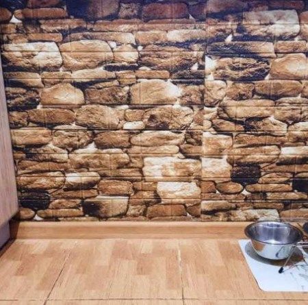 Панель стінова самоклеюча декоративна 3D під камінь 700х770х5мм (060), Коричневий, Коричневий