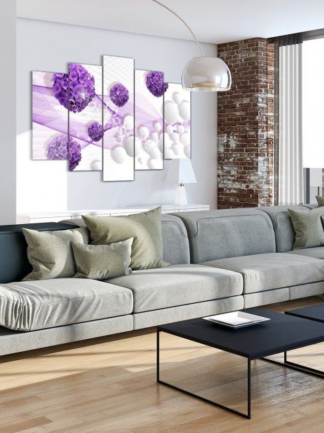 Модульна картина на стіну для інтер'єру "Абстракція фіолетові гортензії" 5 частин 80 x 140 см (MK50205)