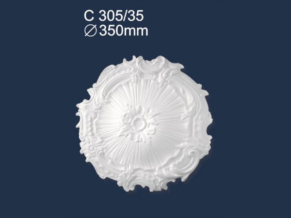 Розетка стельова кругла фігурна діаметр 35 см (200-С305 / 35), Білий, Білий