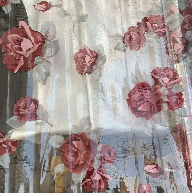 Клейонка на стіл силіконова без основи Троянди коричневий 1,35 х 1м (100-223), Прозрачный, Прозорий