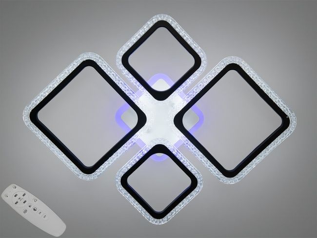 Стельова люстра LED чорна 85W 5 модулів 2+2 диммер