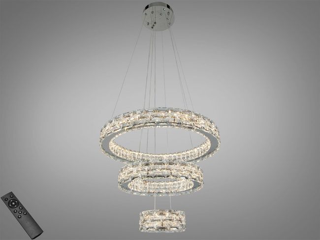 LED люстра каскад хром 70Вт пульт 3 кільця