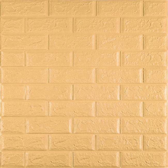 Панель стеновая самоклеющаяся декоративная 3D под кирпич жёлто-песочный 700 х 770 х 5 мм (009-5), Песочный, Песочный