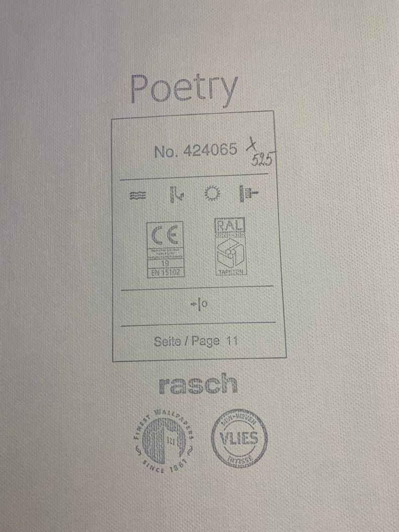 Обои виниловые на флизелиновой основе Rasch Poetry розовый 0,53 х 10,05м (424065)