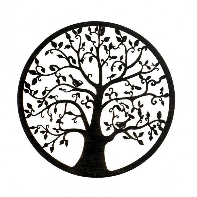 Панно картина з дерева декор на стіну Дерево радості чорна 0,34 х 0,34м (300-Spn64)
