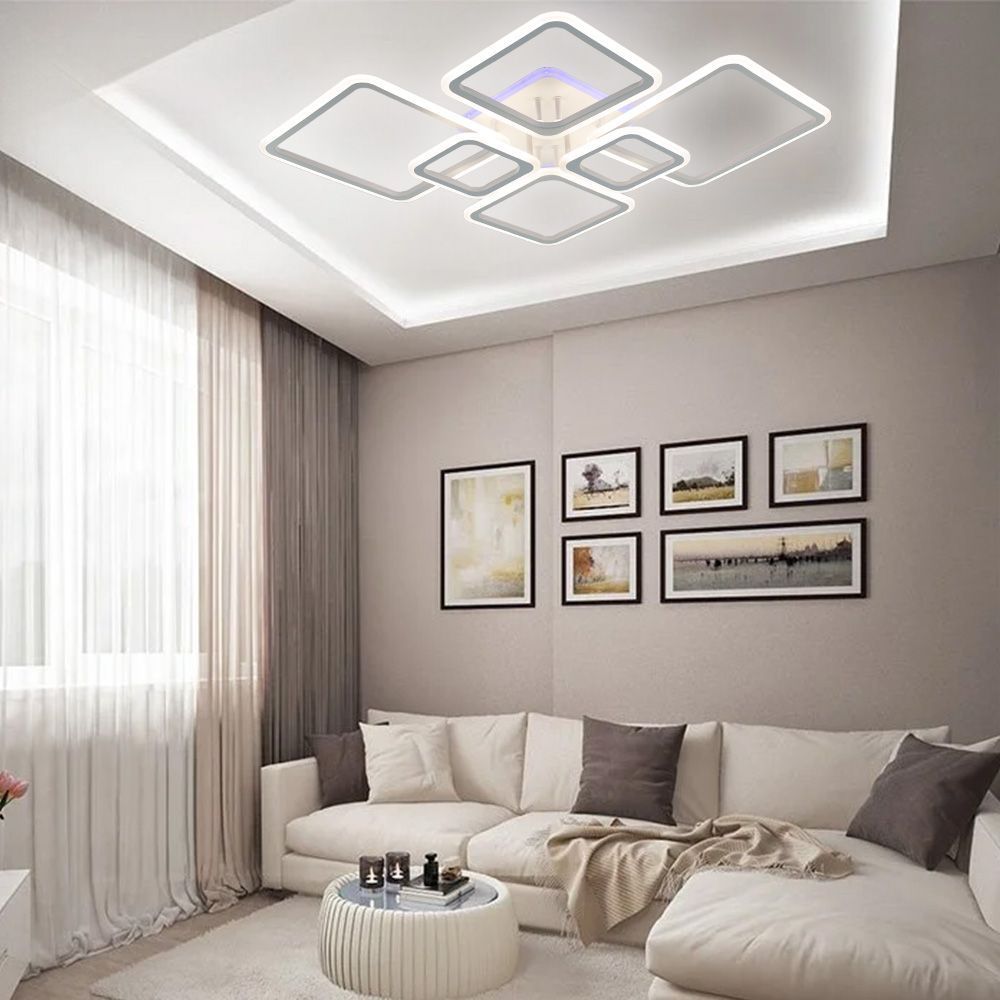 Смарт люстра управляемая светодиодная OVAL RGB 7S 120 Вт SMART 960x750x110 мм Белая, матовий білий; білий