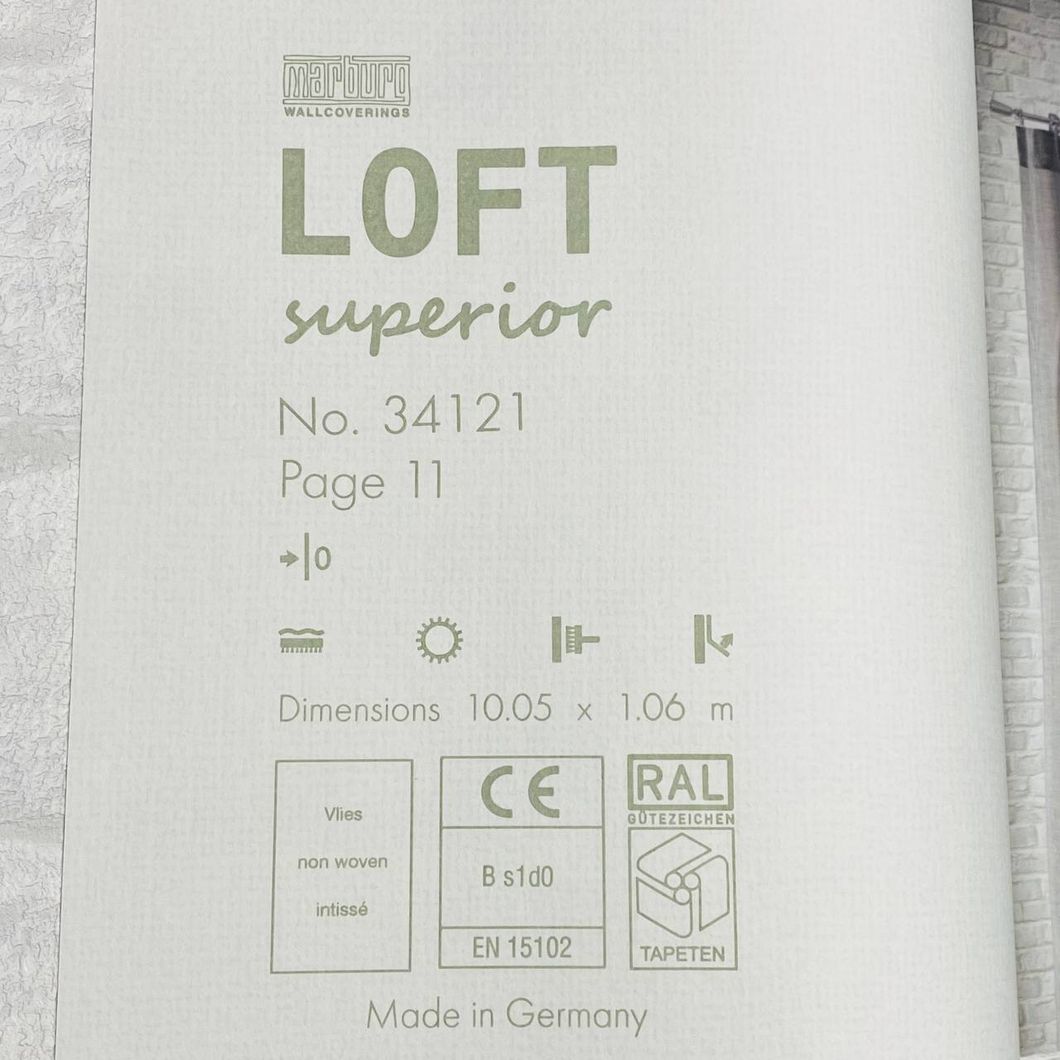 Обои виниловые на флизелиновой основе Marburg Loft Superior белый 1,06 х 10,05м (34121)