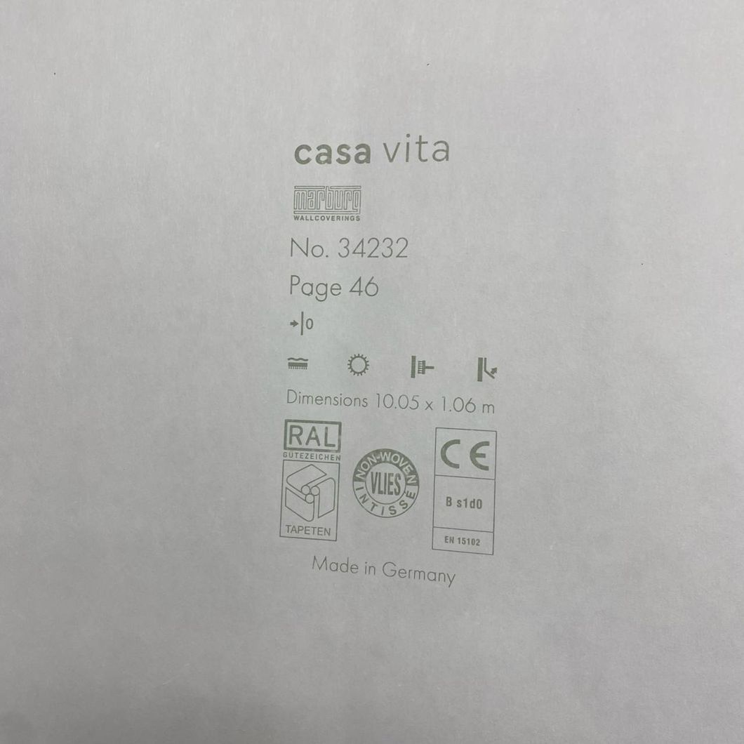 Шпалери вінілові на флізеліновій темно сірі Marburg Casa Vita 1,06 х 10,05м (34232)