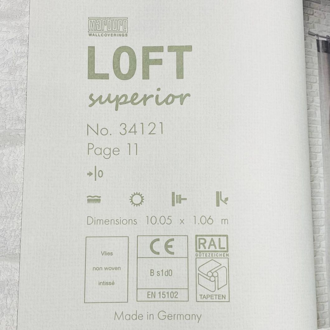 Шпалери вінілові на флізеліновій основі Marburg Loft Superior білий 1,06 х 10,05м (34121)