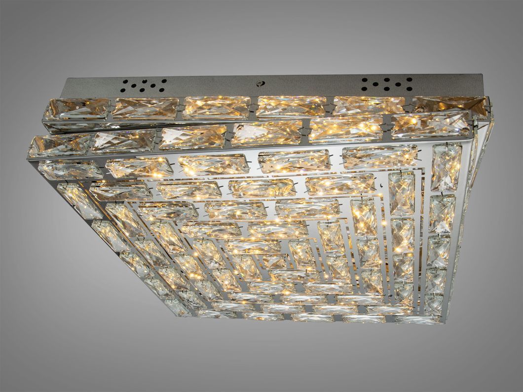 Люстра LED кришталева квадрат хром 82W пульт