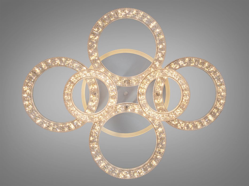 Стельова LED люстра кільця біла 120W пульт