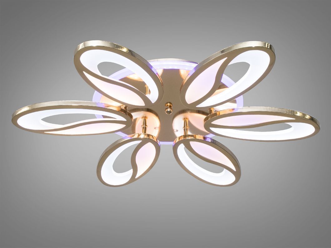 LED-люстра с диммером и цветной подсветкой, цвет хром, 105W