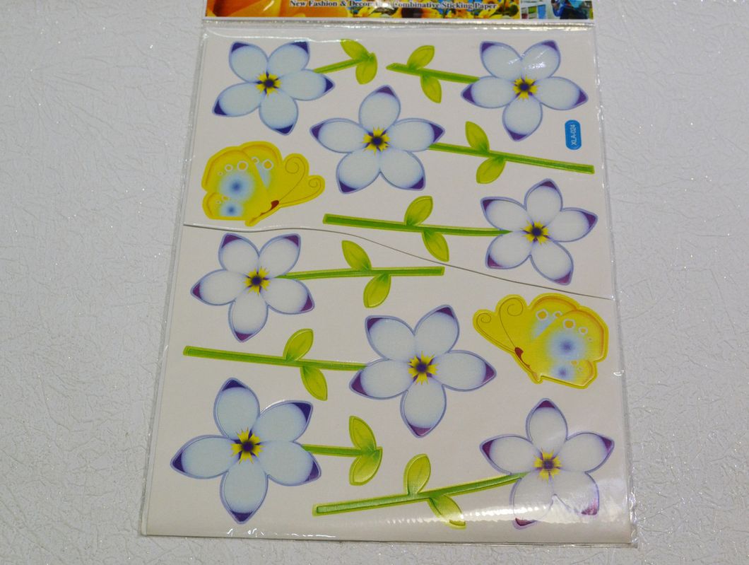 Наклейка декоративная Цветы бабочки (4283 - 024)
