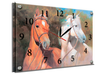 Часы-картина под стеклом Лошадки 30 см x 40 см (3829 - К138)