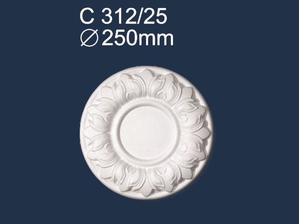 Розетка стельова кругла діаметр 25 см (200-С312 / 25), Білий, Білий