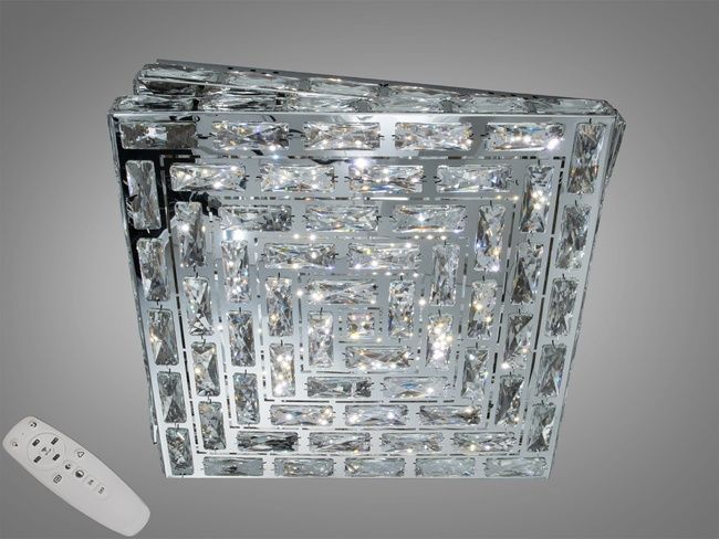 Люстра LED кришталева квадрат хром 82W пульт