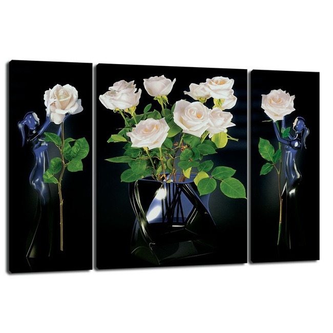Картина триптих на полотні 3 частини Троянди 50 x 80 см (3879-TRP949)