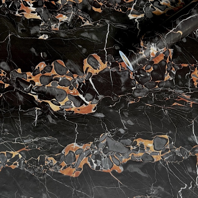 Самоклейка декоративна плівка мрамор з жовтим 0,45Х10МХ0,07ММ (2016-2), Черный, Чорний