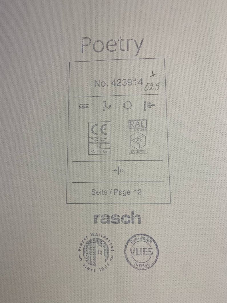 Обои виниловые на флизелиновой основе Rasch Poetry серый 0,53 х 10,05м (423914)