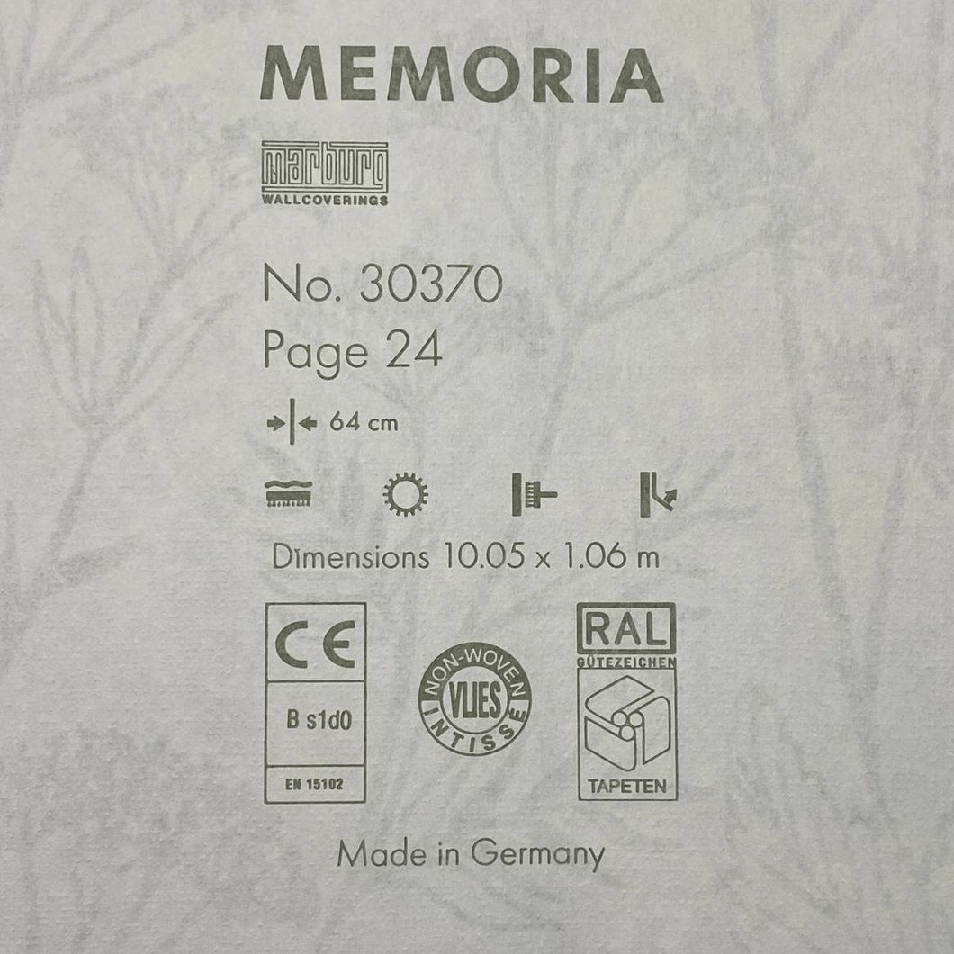Обои виниловые на флизелиновой основе Светло серые Memoria 1,06 х 10,05м (30370)
