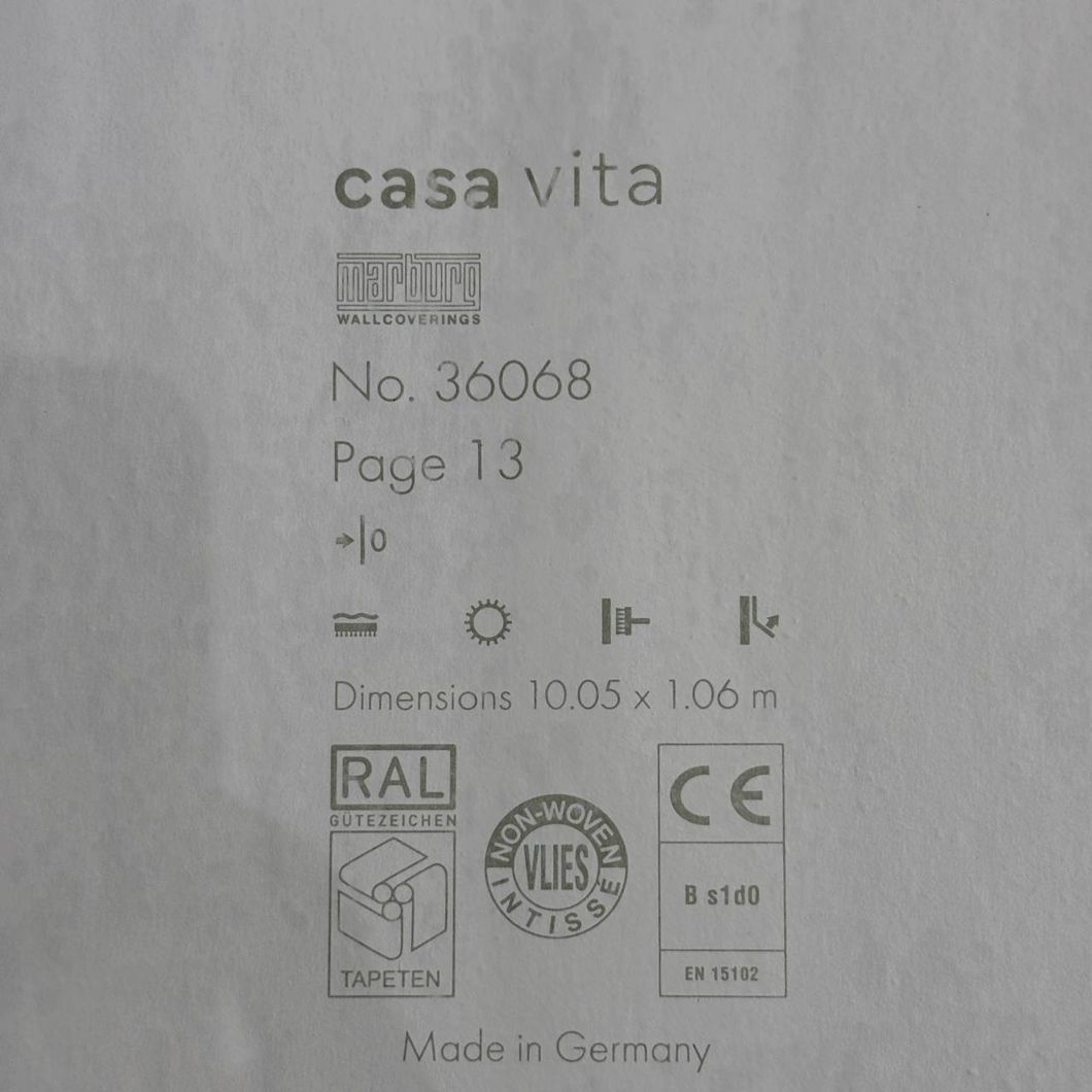 Обои виниловые на флизелиновой основе белые Marburg Casa Vita 1,06 х 10,05м (36068)