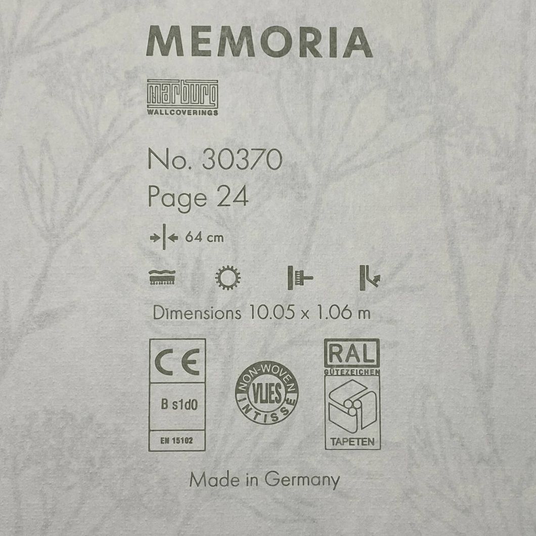 Обои виниловые на флизелиновой основе Светло серые Memoria Marburg 1,06 х 10,05м (30370)