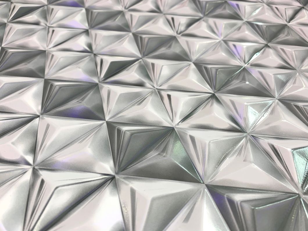 Панель стеновая декоративная пластиковая кристалл ПВХ "Хром" 935 мм х 481 мм (544кх), Серый, Серый
