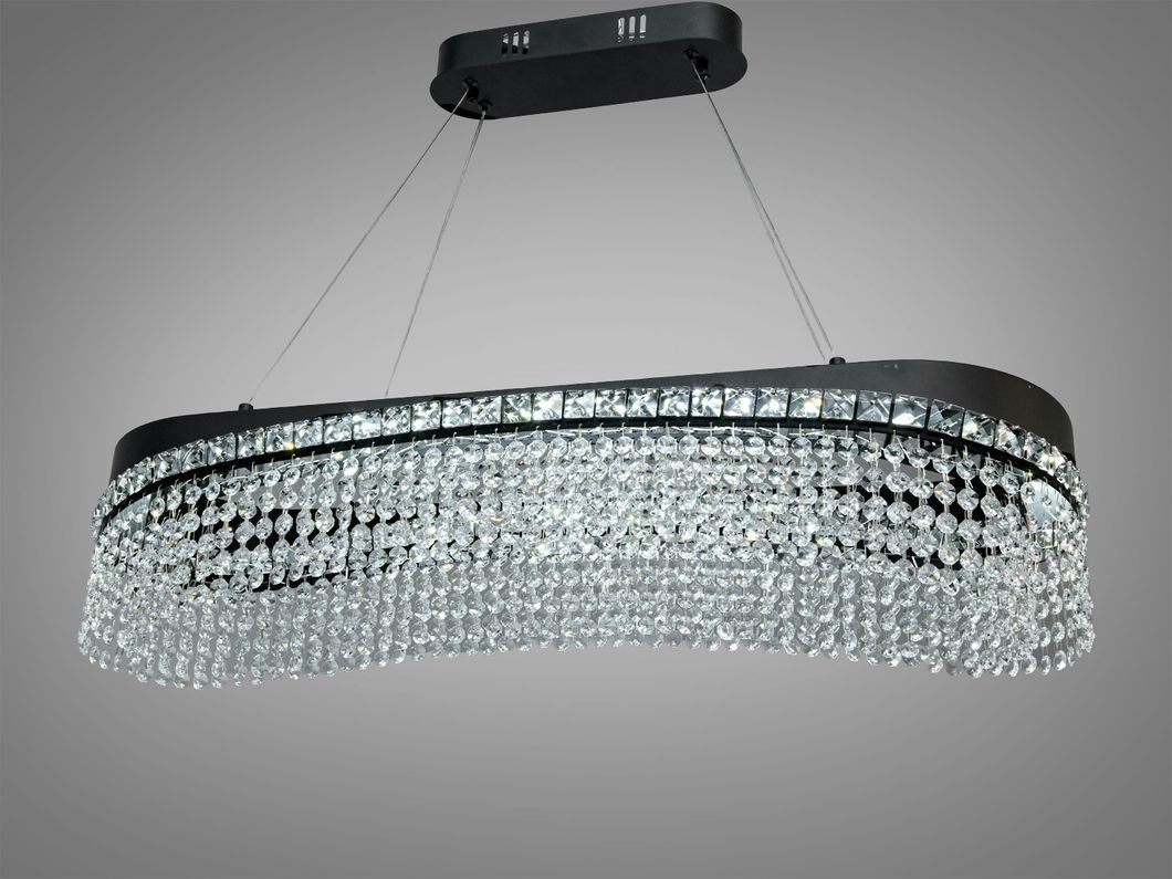 Подвесная хрустальная люстра LED черная 78 Вт овал