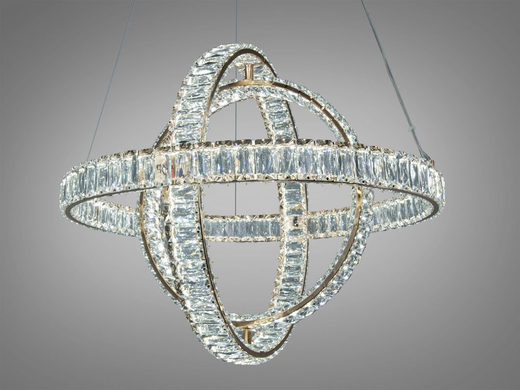Люстра LED Diasha золото 2 кольца 60-40 см пульт