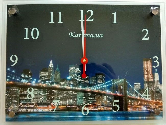 Годинник-картина під склом Нічне місто 30 см x 40 см (3830 - К162)