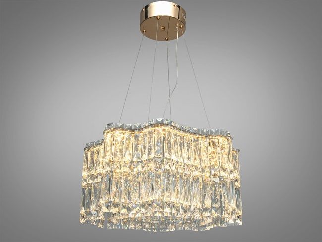 Підвісна кришталева люстра LED золото 68Вт