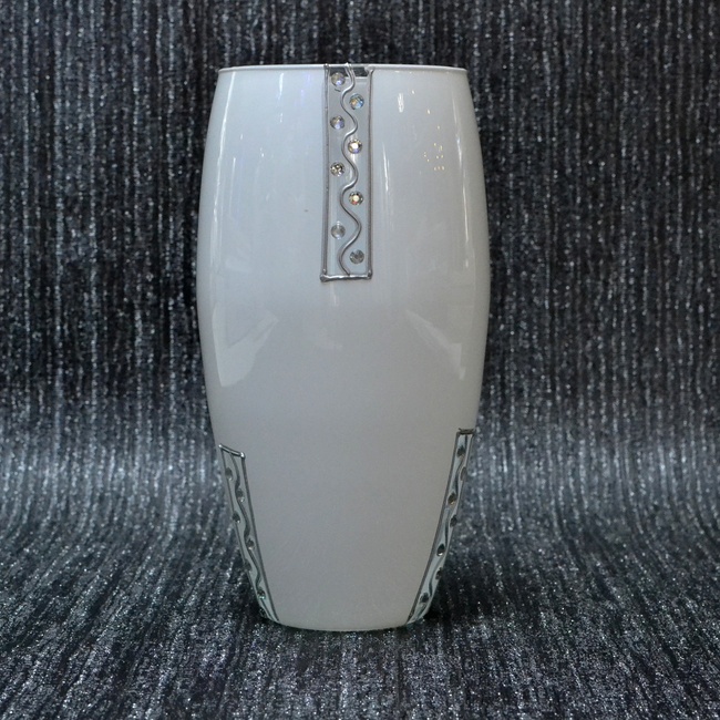 Ваза стекло белая декор 26,5см (233-25), Белый, Белый