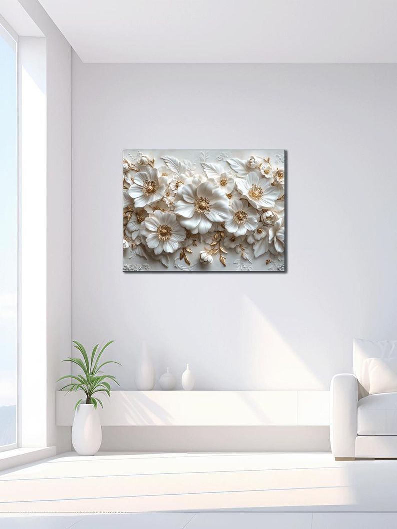 Картина на холсте МАKO " Белые элегантные цветы " 50x70 см MK10598_5070