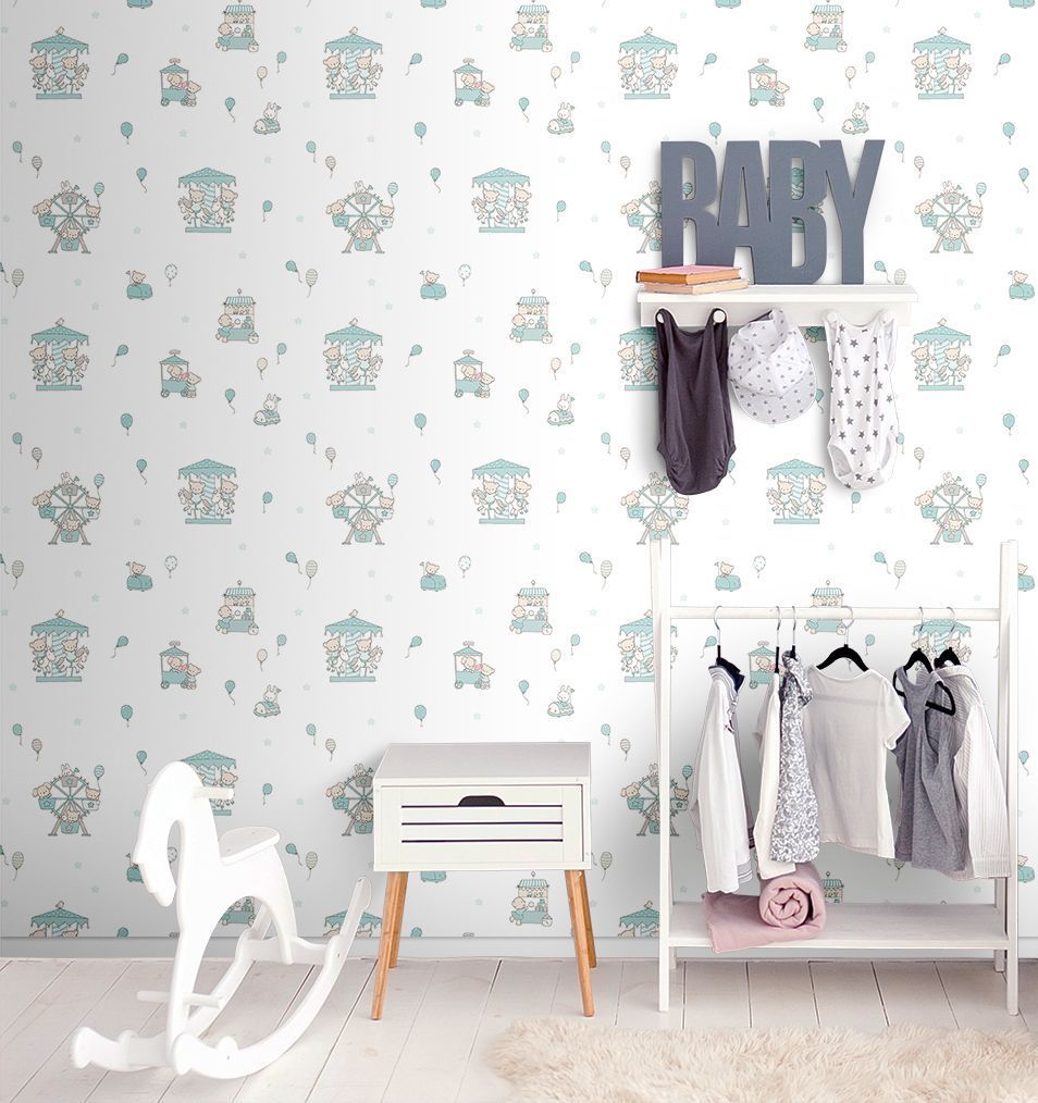Обои бумажные ICH Lullaby бирюзовый 0,53 х 10,05м (220-4)