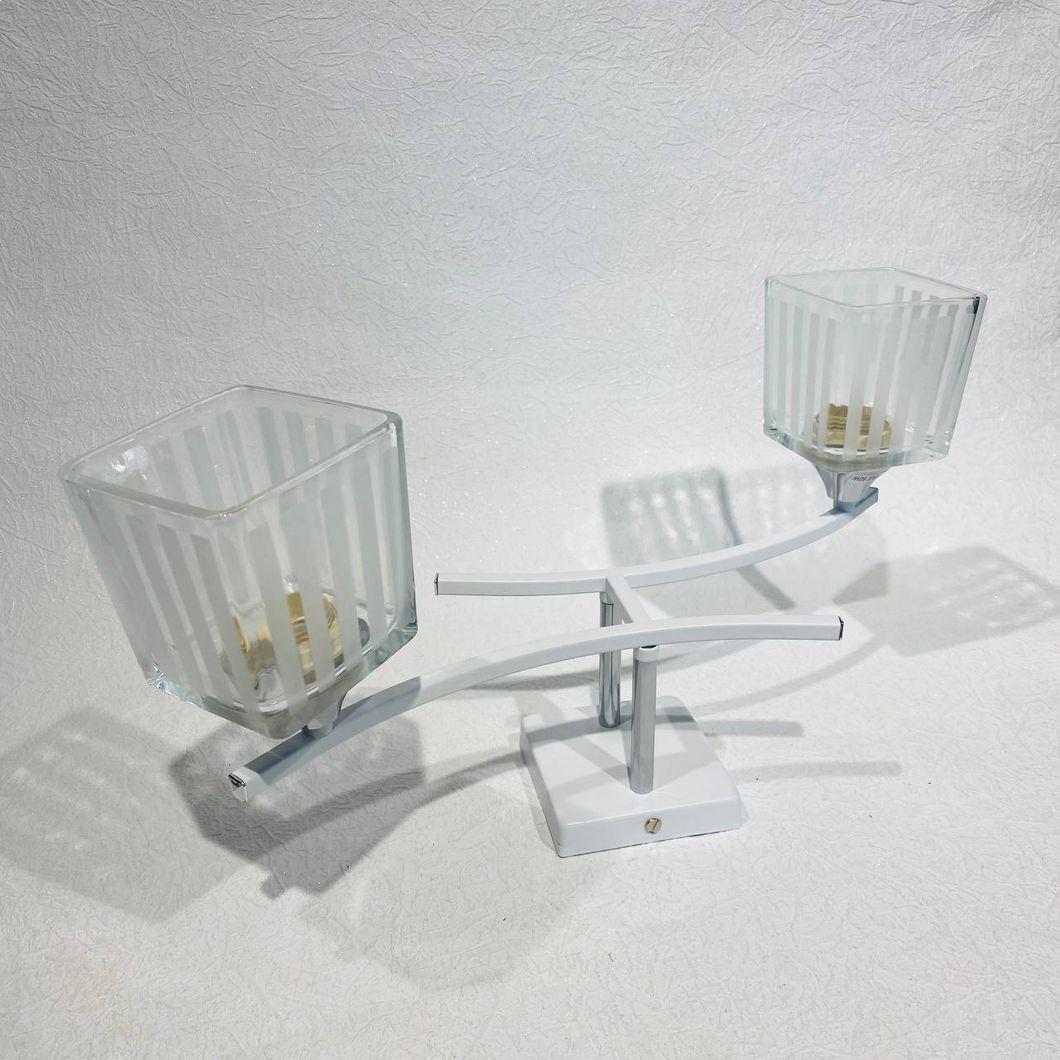 Люстра 2 лампы, белая в гостиную, спальню стекло в классическом стиле (XA1394/2), Белый, Белый