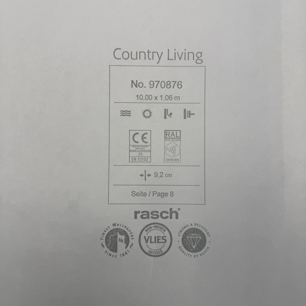 Шпалери вінілові на флізеліновій основі Rasch Country Living фіолетовий 1,06 х 10,00м (970876)
