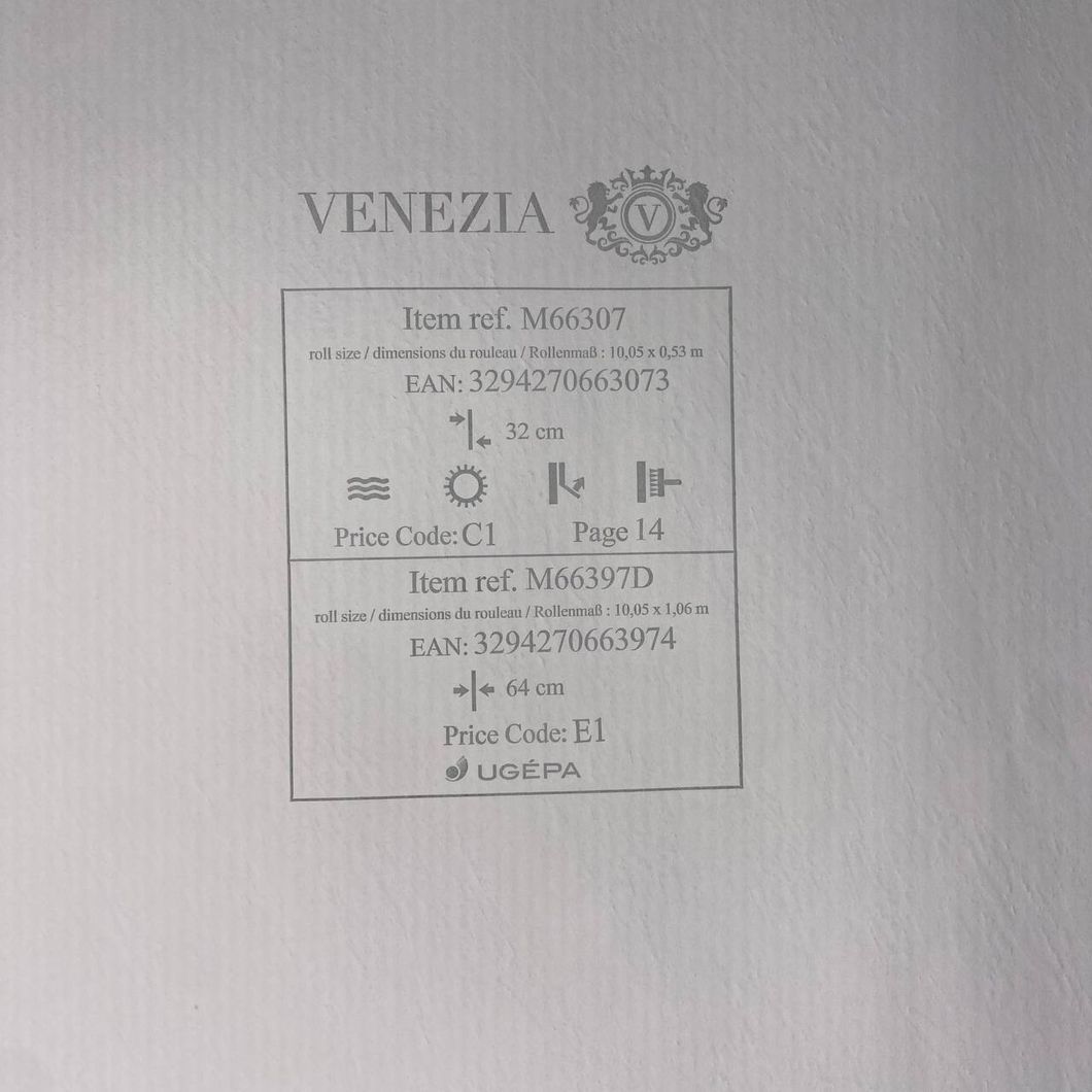Обои виниловые на флизелиновой основе UGEPA Venezia серо-бежевый 1,06 х 10,05м (M66397D)