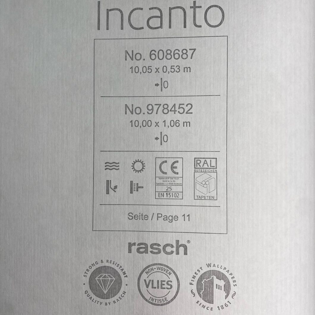 Обои виниловые на флизелиновой основе серые Rasch Incanto 1,06 х 10,05м (978452)