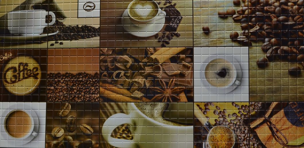 Панель стеновая декоративная пластиковая мозаика ПВХ "Кофейня" 955 мм х 477 мм (3), Коричневый, Коричневый