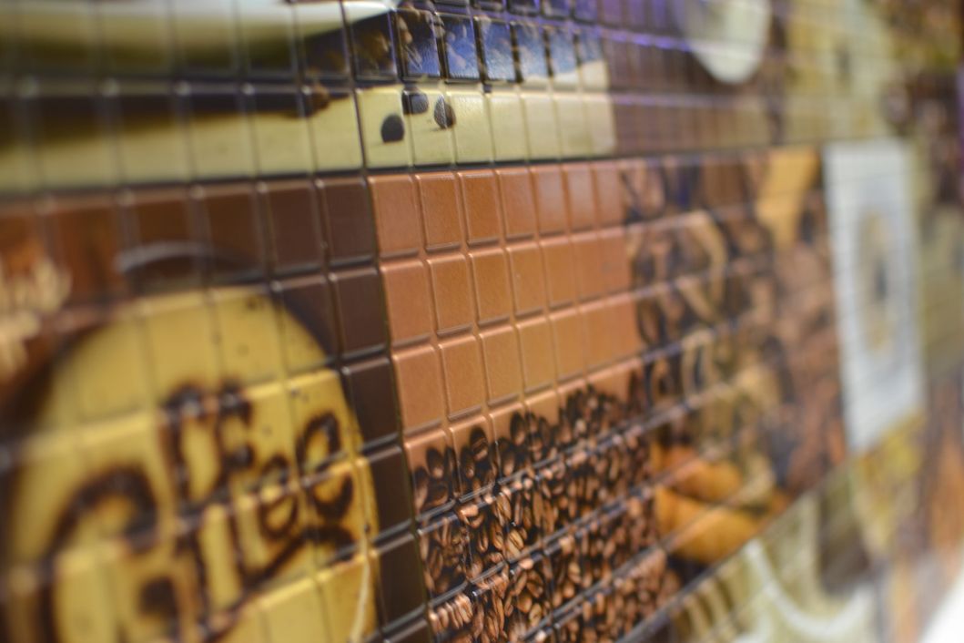 Панель стінова декоративна пластикова мозаїка ПВХ "Кав'ярня" 955 мм х 477 мм (3), Коричневий, Коричневий