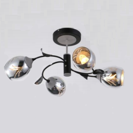 Люстра черная основа серебряные плафоны 4 лампы (28010-4), Черный, Черный