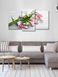Модульна картина у вітальню / спальню для інтер'єру "Рожева орхідея на каменях" 3 частини 53 x 100 см (MK30159_E)