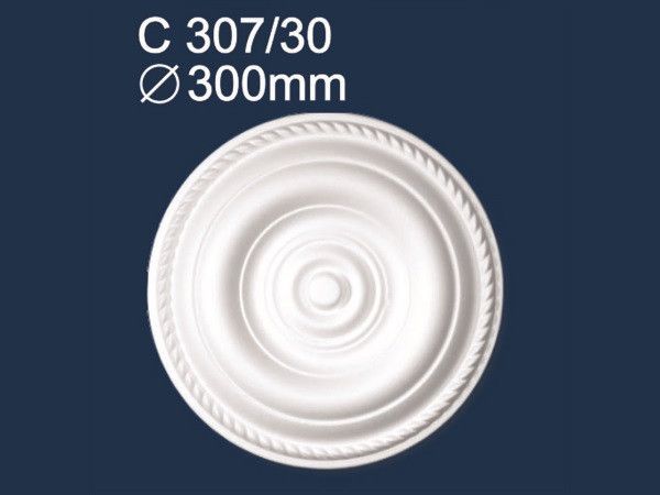 Розетка стельова кругла діаметр 30 см (200-С307 / 30), Білий, Білий