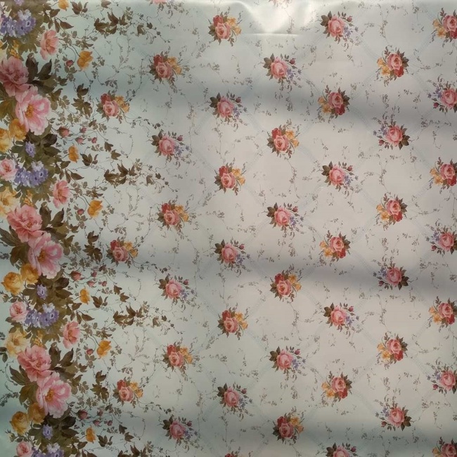 Клейонка на стіл ПВХ на основі Дрібні квіти бежевий 1,4 х 1м (100-085), Бежевий, Бежевий
