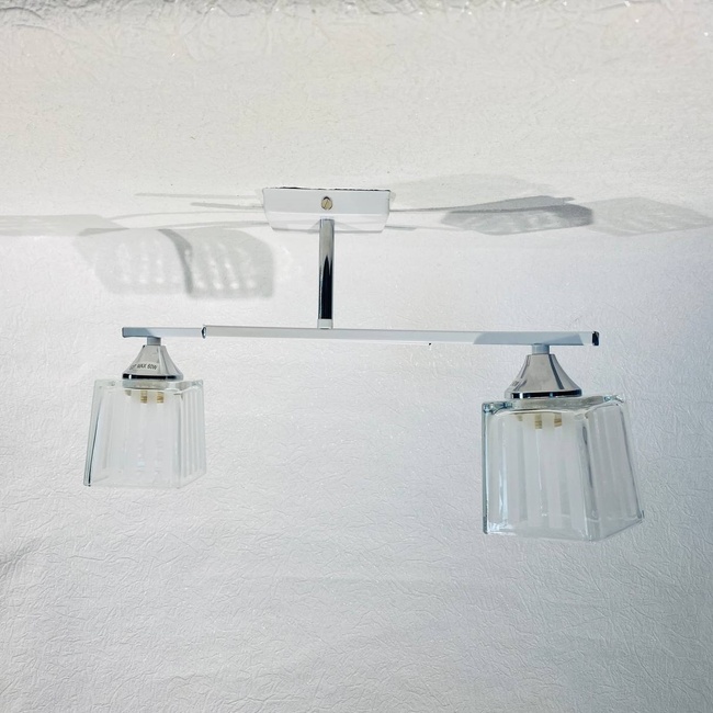 Люстра 2 лампы, белая в гостиную, спальню стекло в классическом стиле (XA1394/2), Белый, Белый