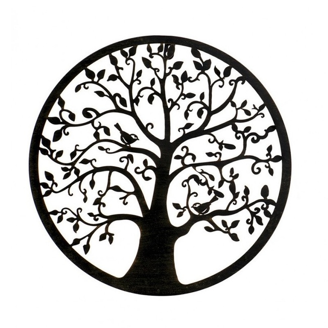 Панно картина из дерева декор на стену Дерево радости черная 0,68 х 0,68м (302-Lpn64)