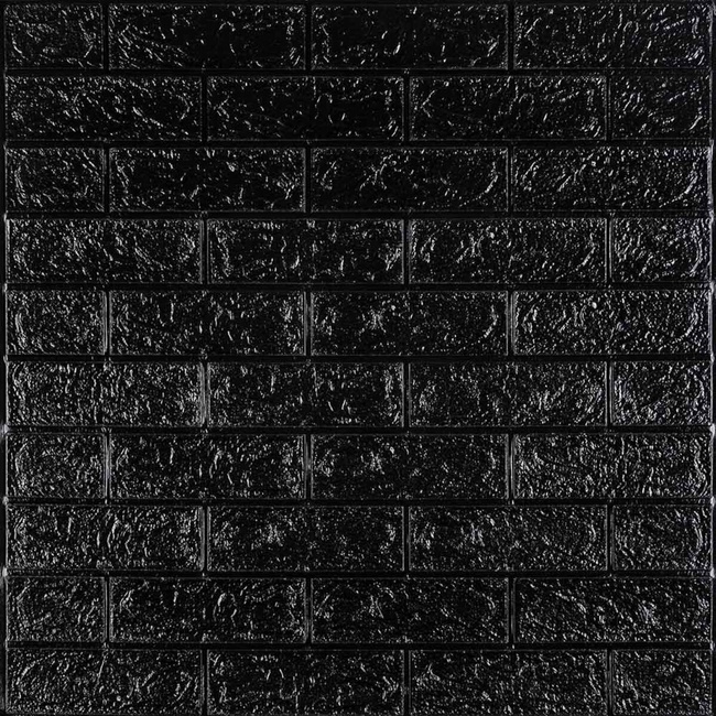 Панель стінова самоклеюча декоративна 3D під цеглу Чорний 700х770х5мм (019-5), Черный, Чорний