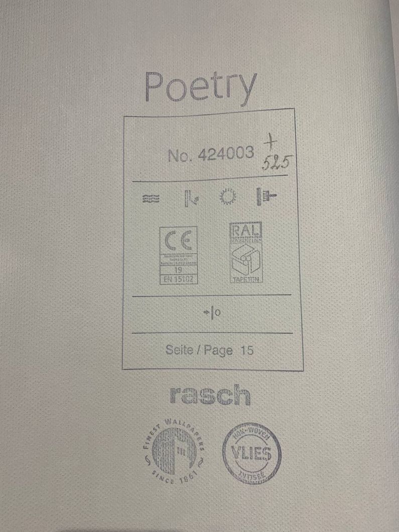 Обои виниловые на флизелиновой основе Rasch Poetry персиковый 0,53 х 10,05м (424003)