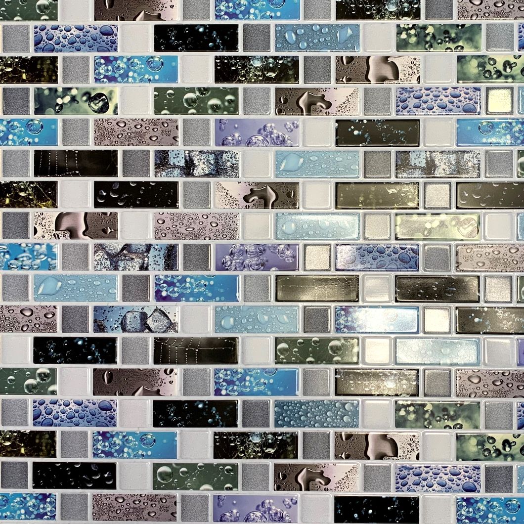 Панель стеновая декоративная пластиковая мозаика ПВХ "Капля" 948 мм х 480 мм (539мк), Темно-синий, Темно-синий