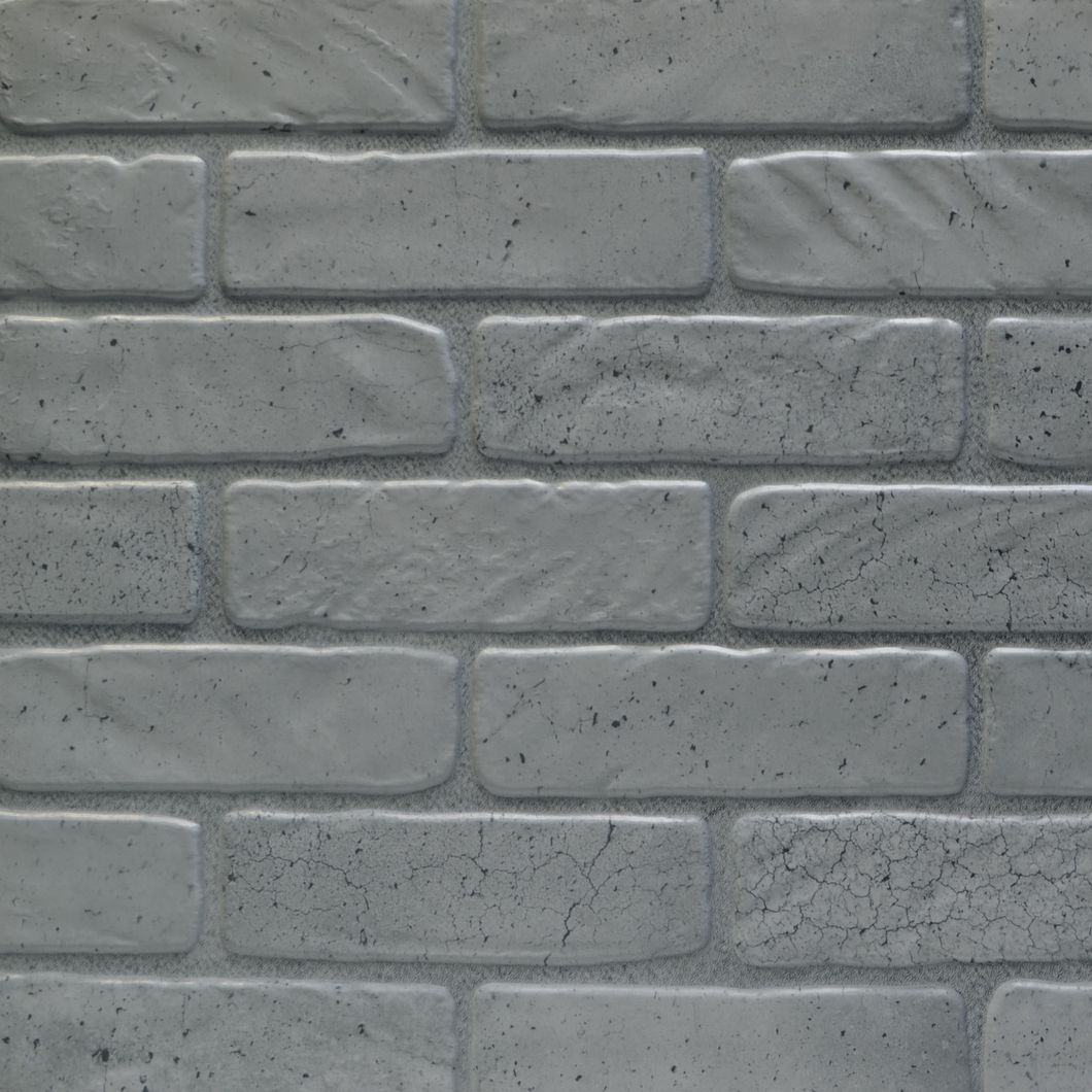 Панель стеновая декоративная пластиковая кирпич ПВХ "Старый серый" 1030 мм х 495 мм (18С), Серый, Серый
